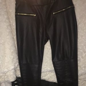 Leather black pants